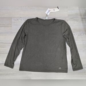 Gaia Life Long Sleeve Olive Green Tshirt Size L NWT